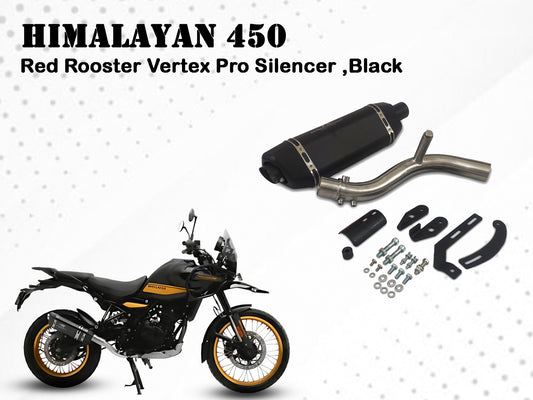For Royal Enfield New Himalayan 450 Red Rooster Vertex Pro Exhaust Silencer Black