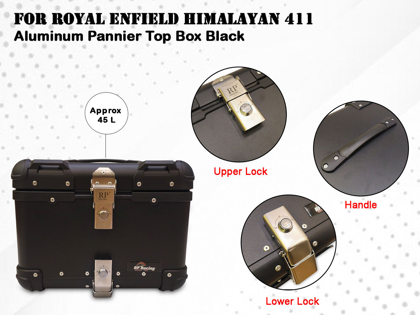 For Royal Enfield New Himalayan 450 Aluminum Pannier Top Box Black D2