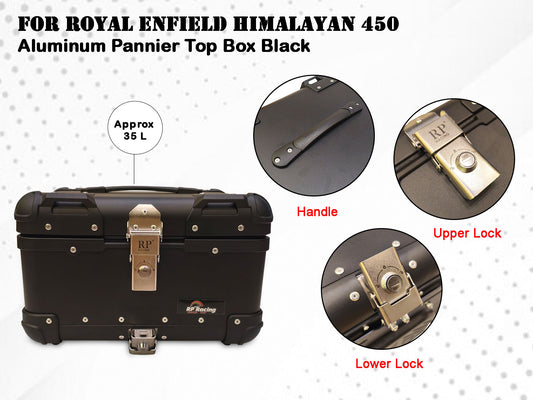 For Royal Enfield New Himalayan 450 Aluminum Pannier Top Box Black D3