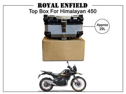 For Royal Enfield New Himalayan 450 Pannier Top Box Black & Silver 25L