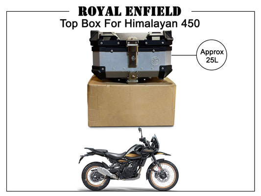 For Royal Enfield New Himalayan 450 Pannier Top Box Black & Silver 25L