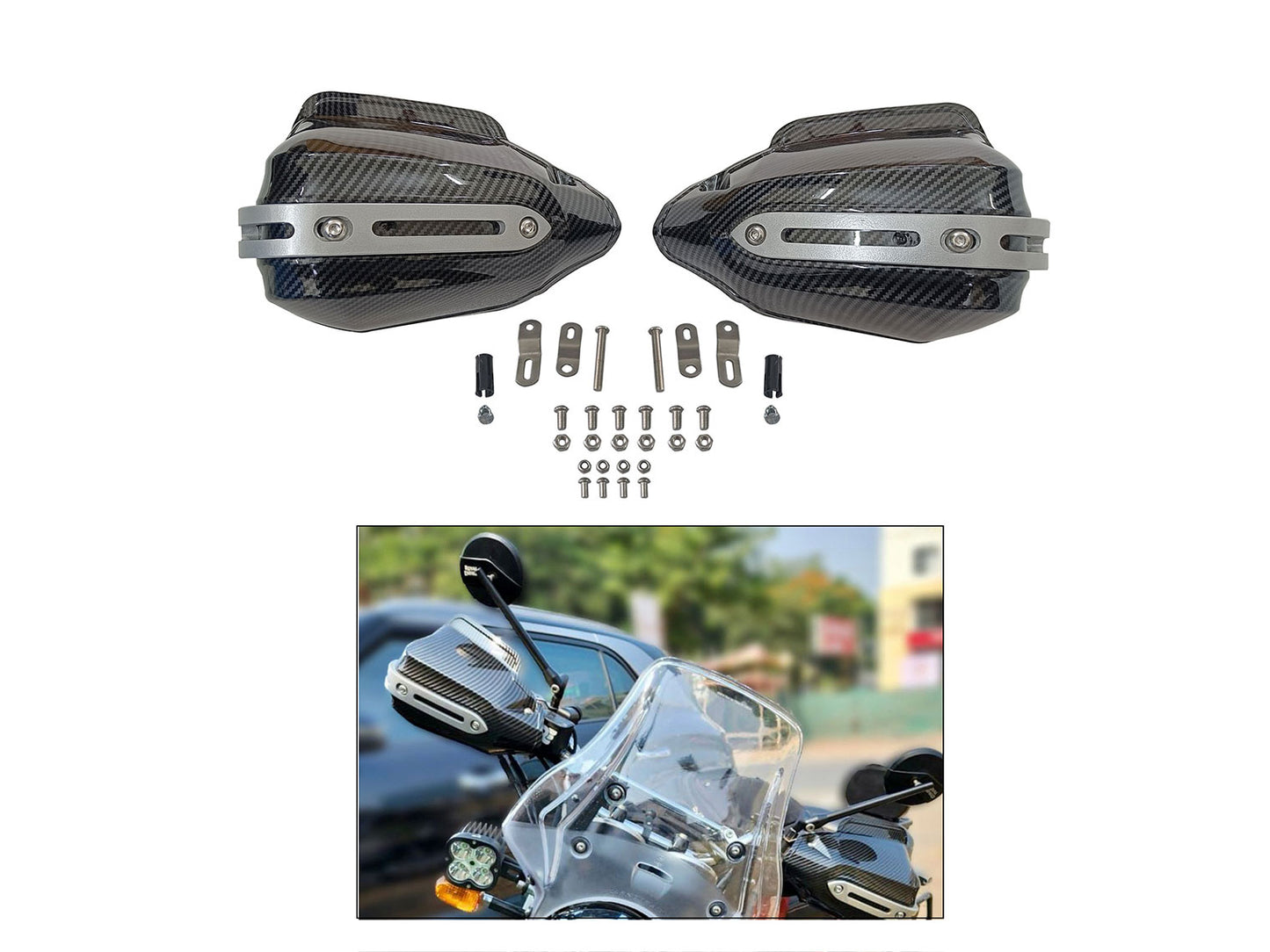 For Royal Enfield Scram & Himalayan 411 Carbon Black Color Hand Guard Kit