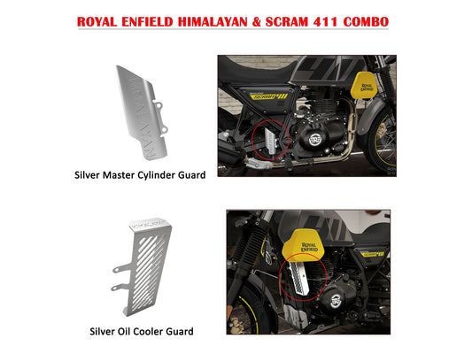 Genuine Royal Enfield Himalayan 411 Silver Oil Cooler & Master Cylinder Guard