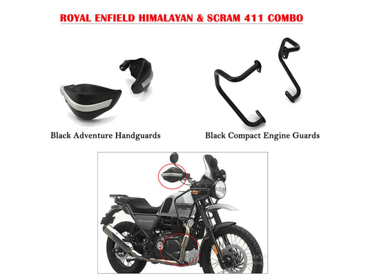 Genuine Royal Enfield Himalayan 411 Compact Engine Guard & Hand Guard Black
