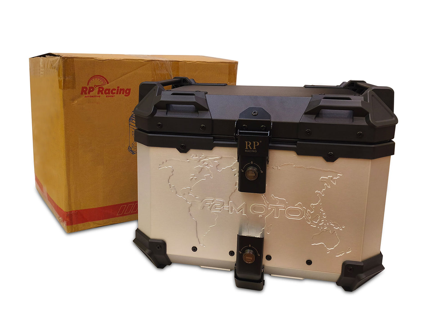 For Royal Enfield Himalayan 411 Aluminum Pannier Top Box Black & Silver D1