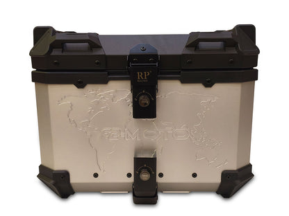 For Royal Enfield Himalayan 411 Aluminum Pannier Top Box Black & Silver D1