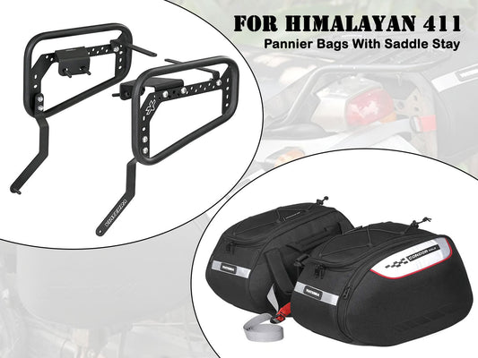 For Royal Enfield Himalayan 411 Saddle Stay With Condor Solo Saddlebag Black