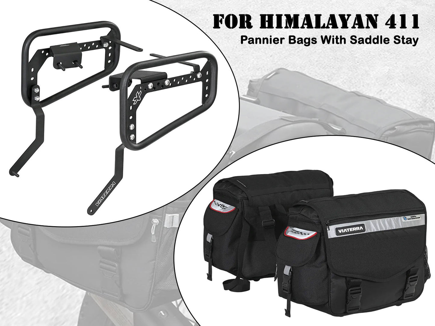 For Royal Enfield Himalayan 411 Saddle Stay With Leh Saddlebag Black