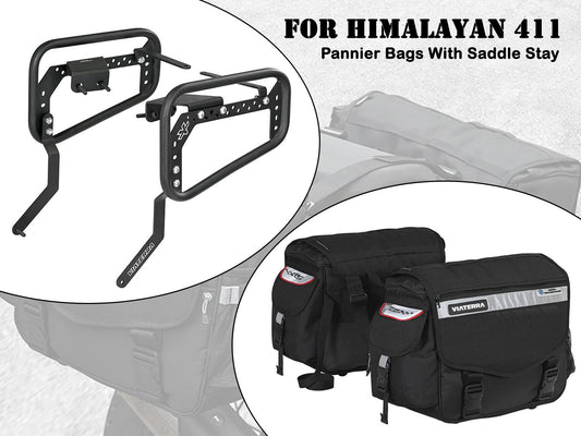 For Royal Enfield Himalayan 411 Saddle Stays & Leh Pannier Bags Black