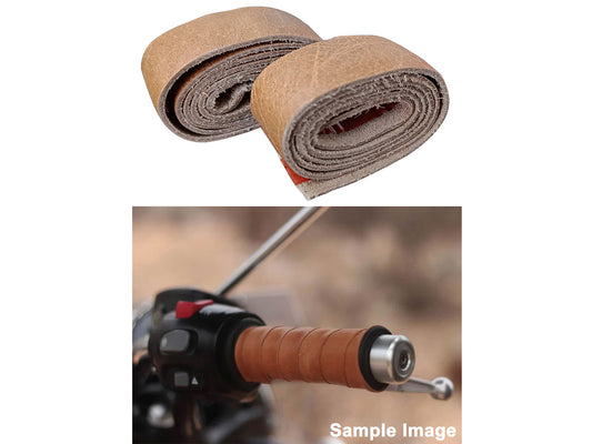 For Royal Enfield Himalayan & Scram 411 D1 Grip Leather Wrap Pair Tan Color