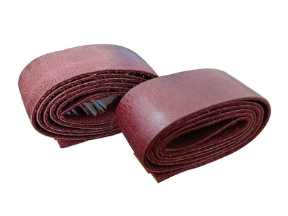 For Royal Enfield Himalayan & Scram 411 D2 Grip Leather Wrap Pair Cherry Brown
