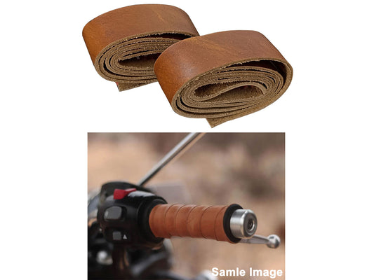 For Royal Enfield Himalayan & Scram 411 D4 Grip Leather Wrap Pair Brown Tan