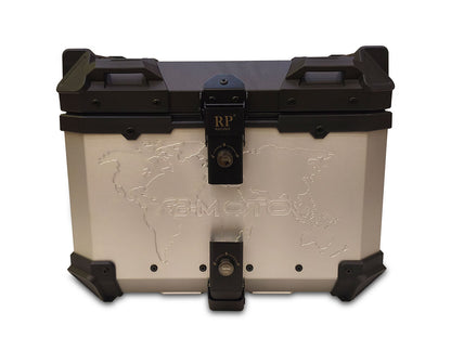For Royal Enfield Scram 411 Aluminum Pannier Top Box Black & Silver D1