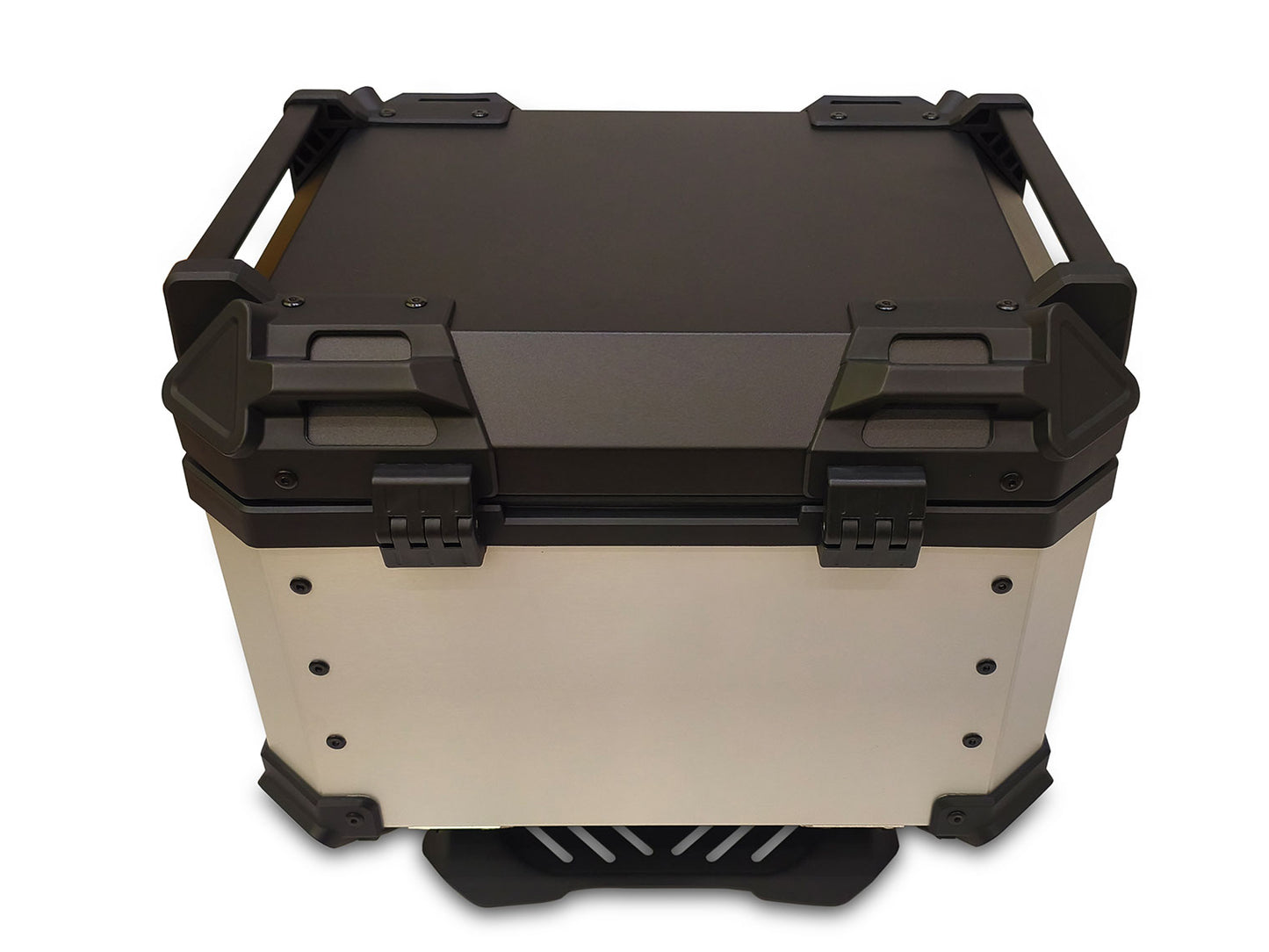 For Royal Enfield Scram 411 Aluminum Pannier Top Box Black & Silver D1