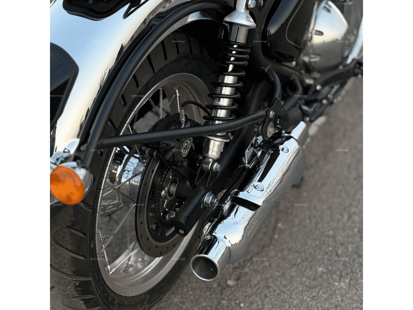 For Royal Enfield Classic 650 Rhino Racing Peashooter V4 Exhaust Silencer Polished