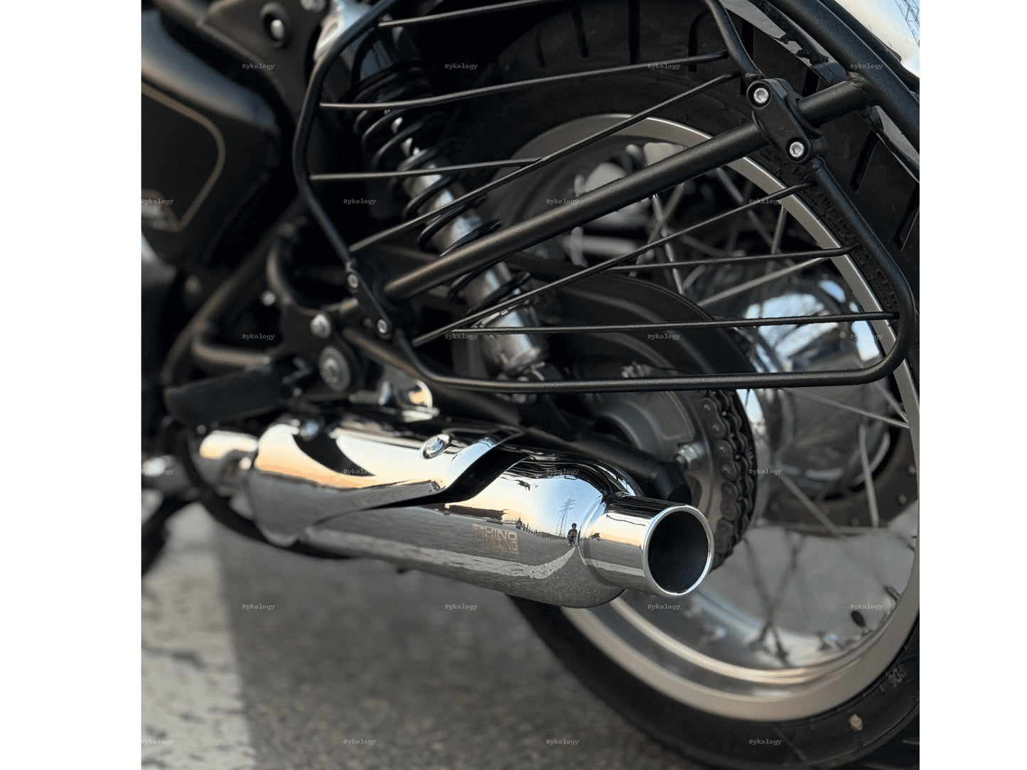 For Royal Enfield Classic 650 Rhino Racing Peashooter V4 Exhaust Silencer Polished