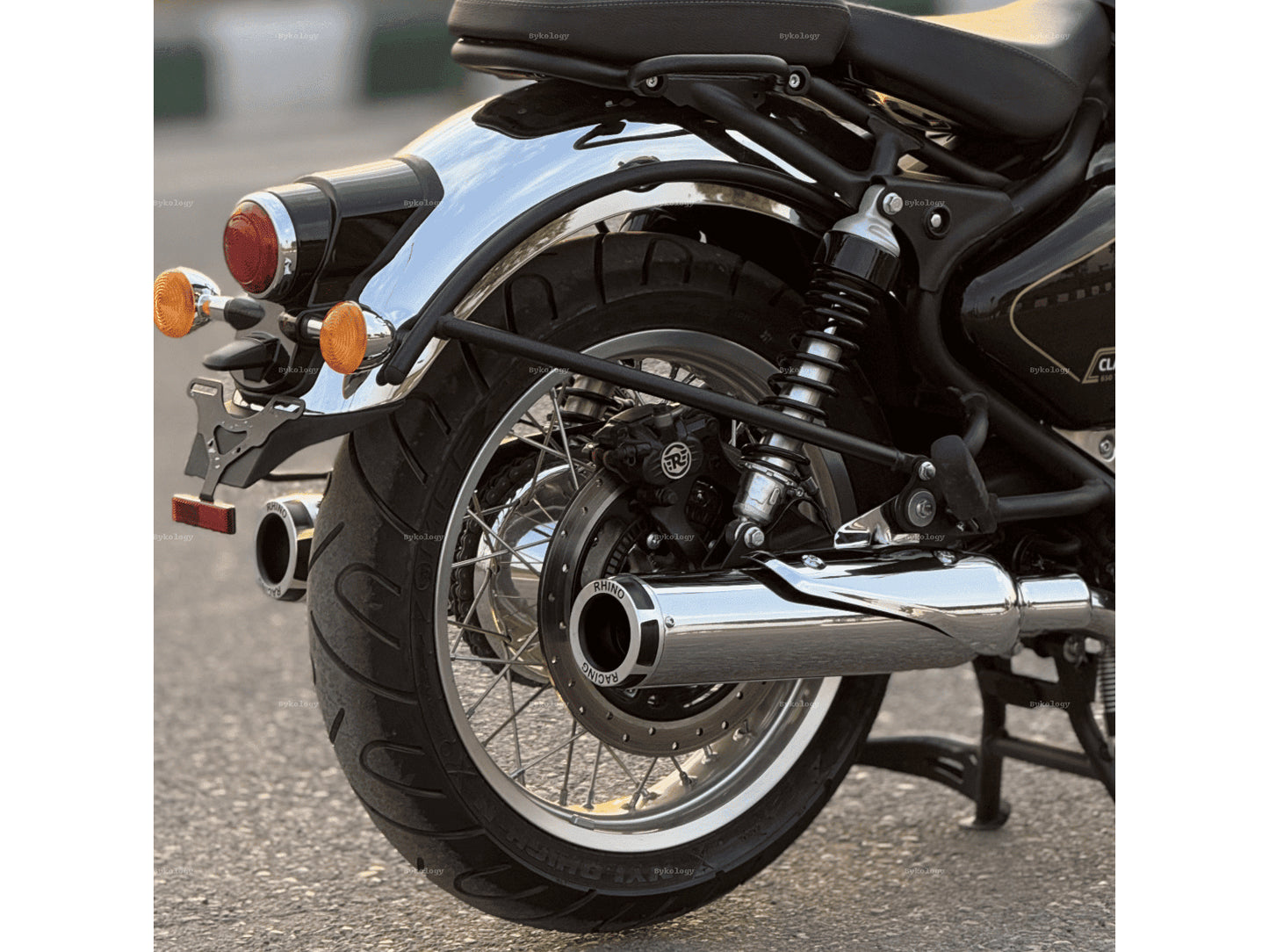 For Royal Enfield Classic 650 Rhino Racing V2 Exhaust Silencer Polished