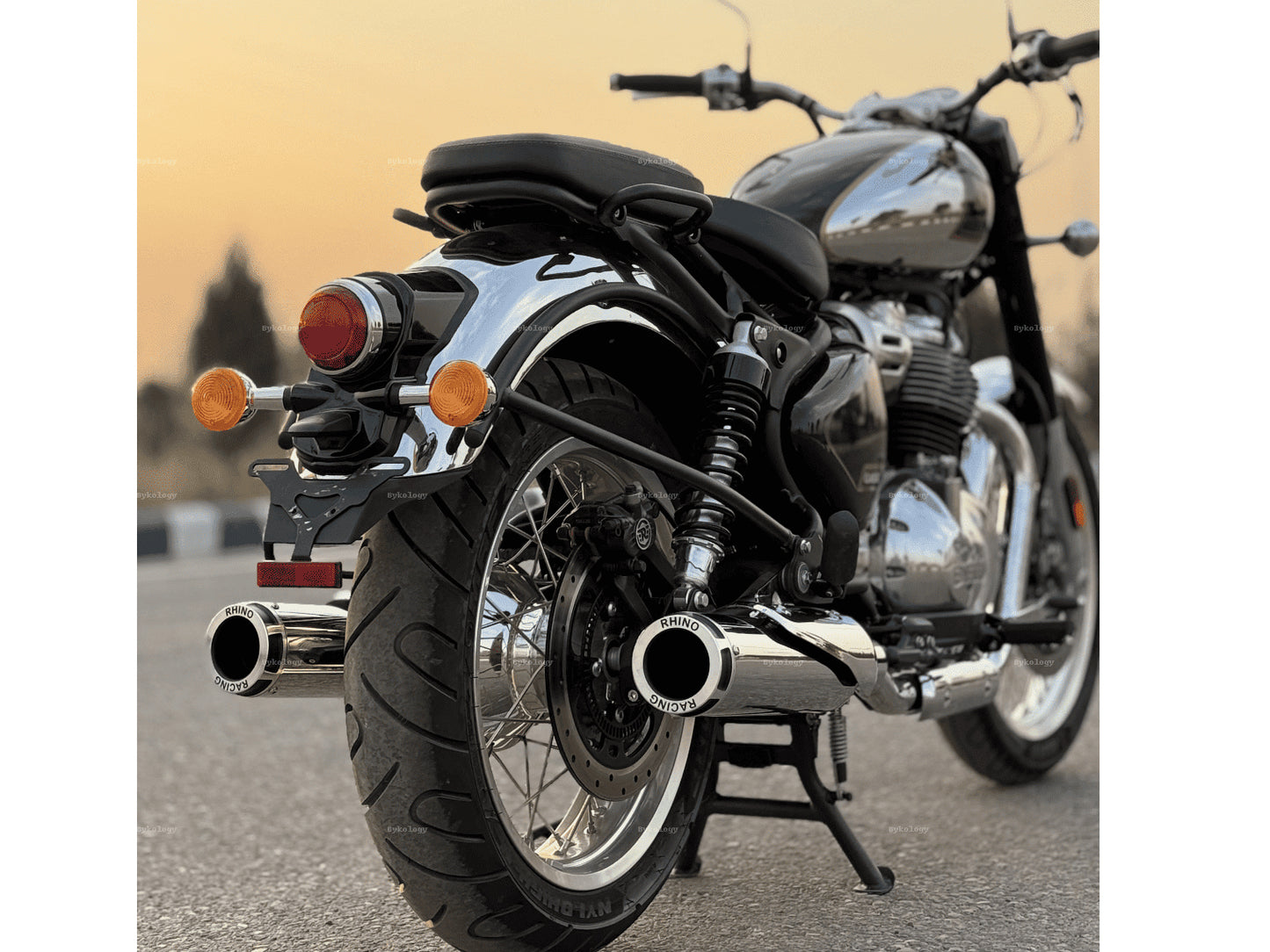 For Royal Enfield Classic 650 Rhino Racing V2 Exhaust Silencer Polished