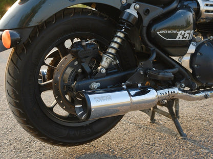 For Royal Enfield Super Meteor 650 Rhino Racing Grenade V4 Exhaust Silencer Polished