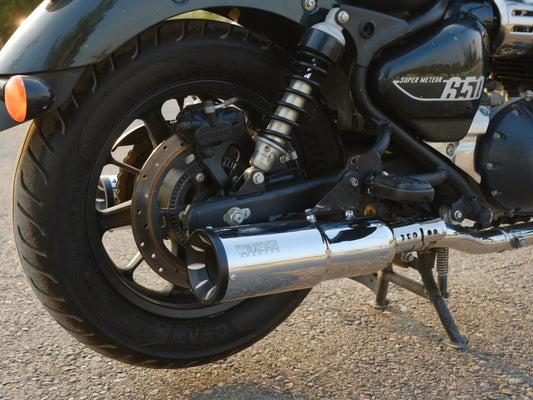 For Royal Enfield Super Meteor 650 Rhino Racing Grenade V4 Exhaust Silencer Polished