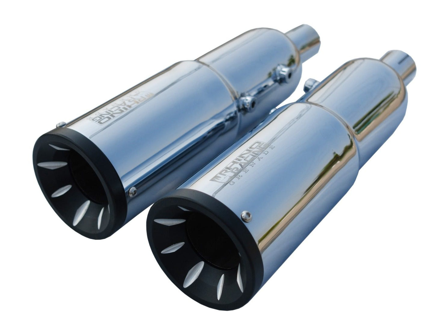 For Royal Enfield Super Meteor 650 Rhino Racing Grenade V4 Exhaust Silencer Polished