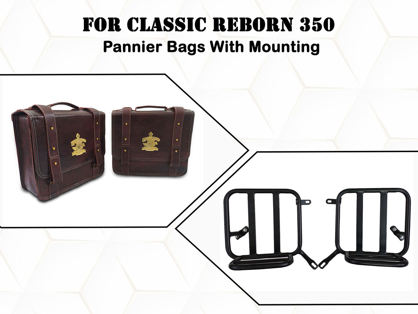 For Royal Enfield Classic Reborn 350 Genuine Leather Pannier Mounting & Bags D32