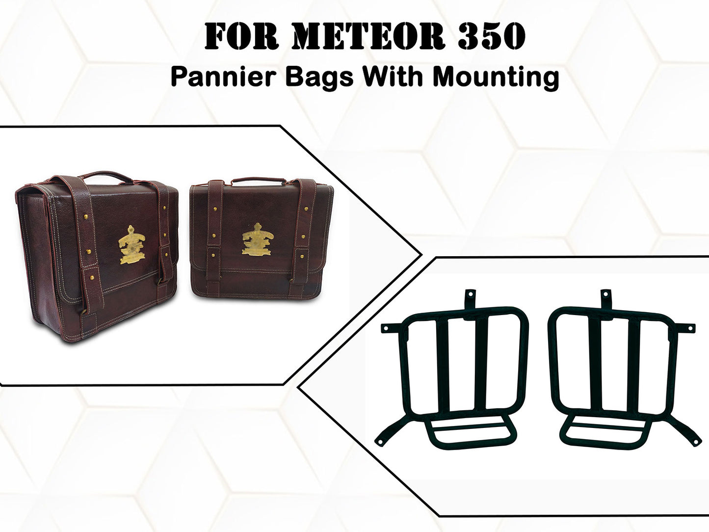 For Royal Enfield Meteor 350 Genuine Leather Pannier Mounting & Bags D32