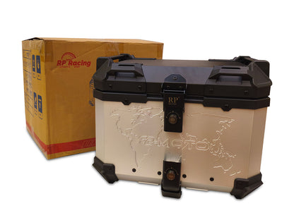 For Royal Enfield Hunter 350 Aluminum Pannier Top Box Black & Silver D1