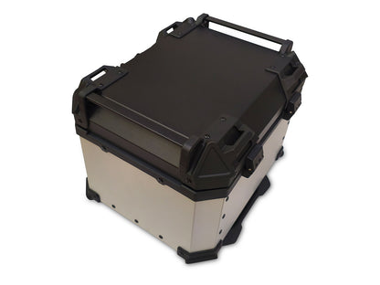For Royal Enfield Hunter 350 Aluminum Pannier Top Box Black & Silver D1