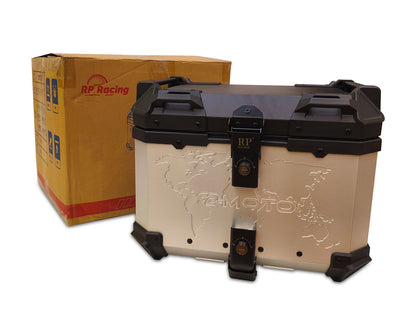 For Universal Royal Enfield Bike's Aluminum Pannier Top Box Black & Silver D1