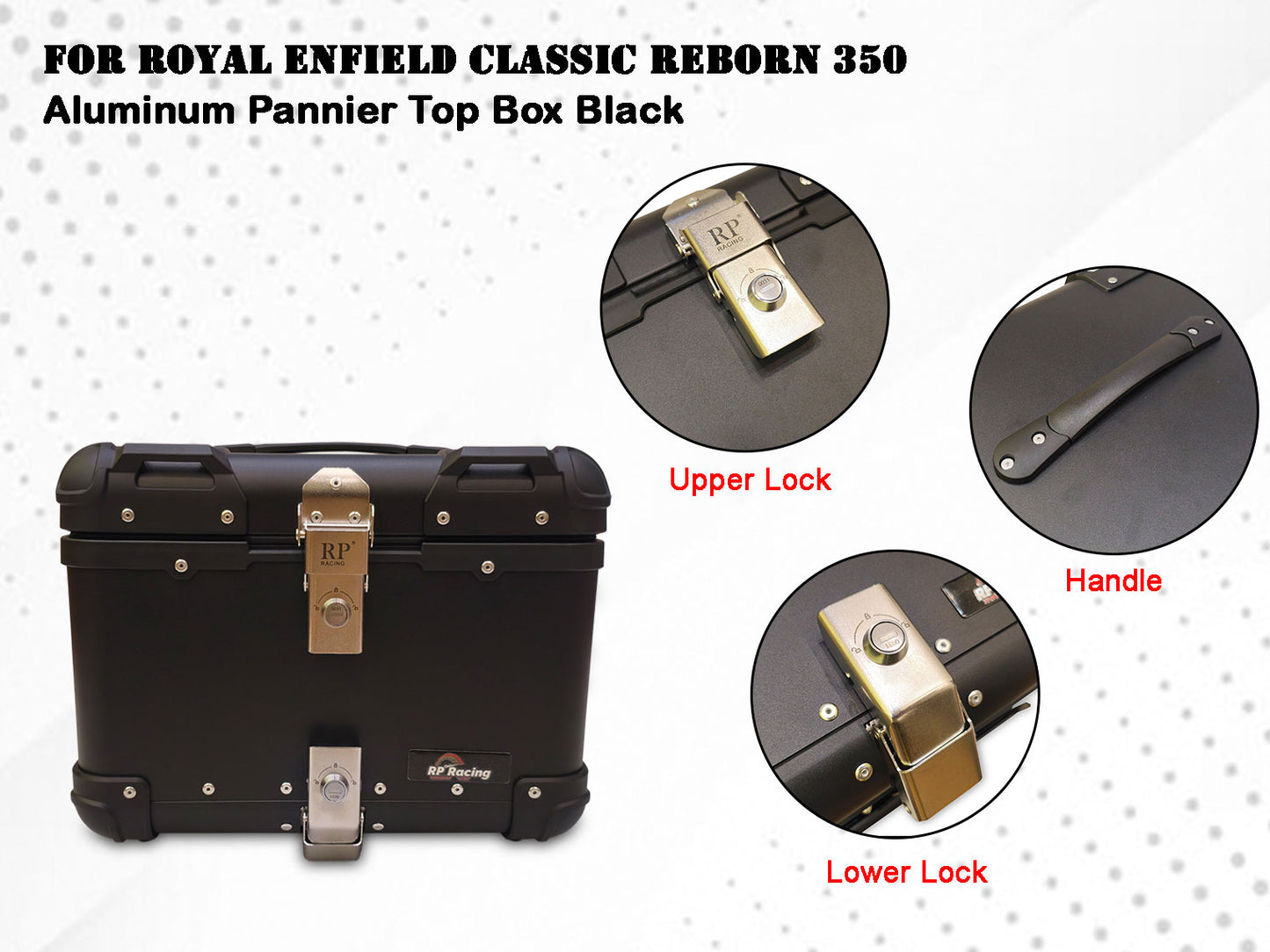 For Royal Enfield Classic Reborn 350 Aluminum Pannier Top Box Black D2