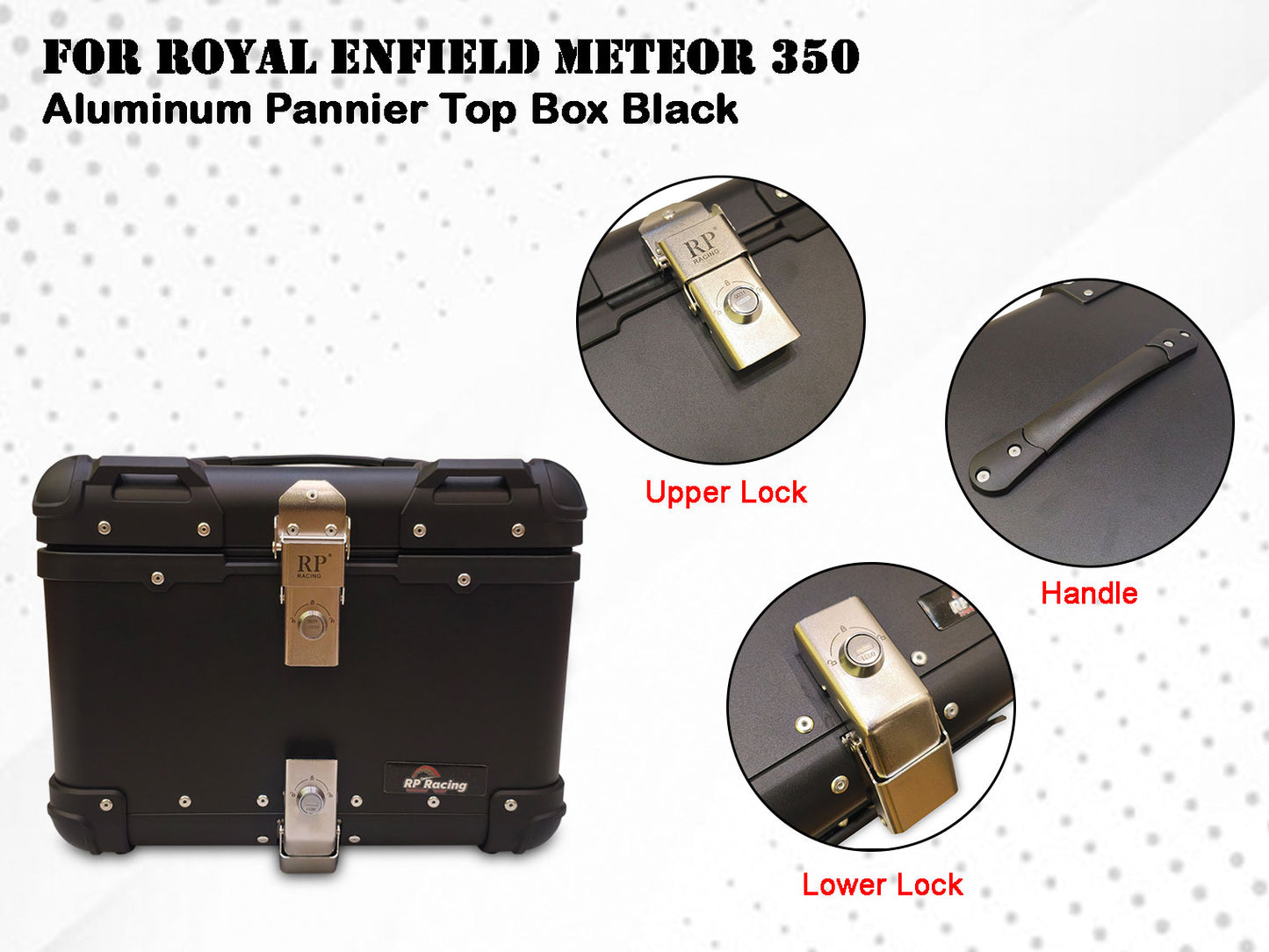For Royal Enfield Meteor 350 Aluminum Pannier Top Box Black D2