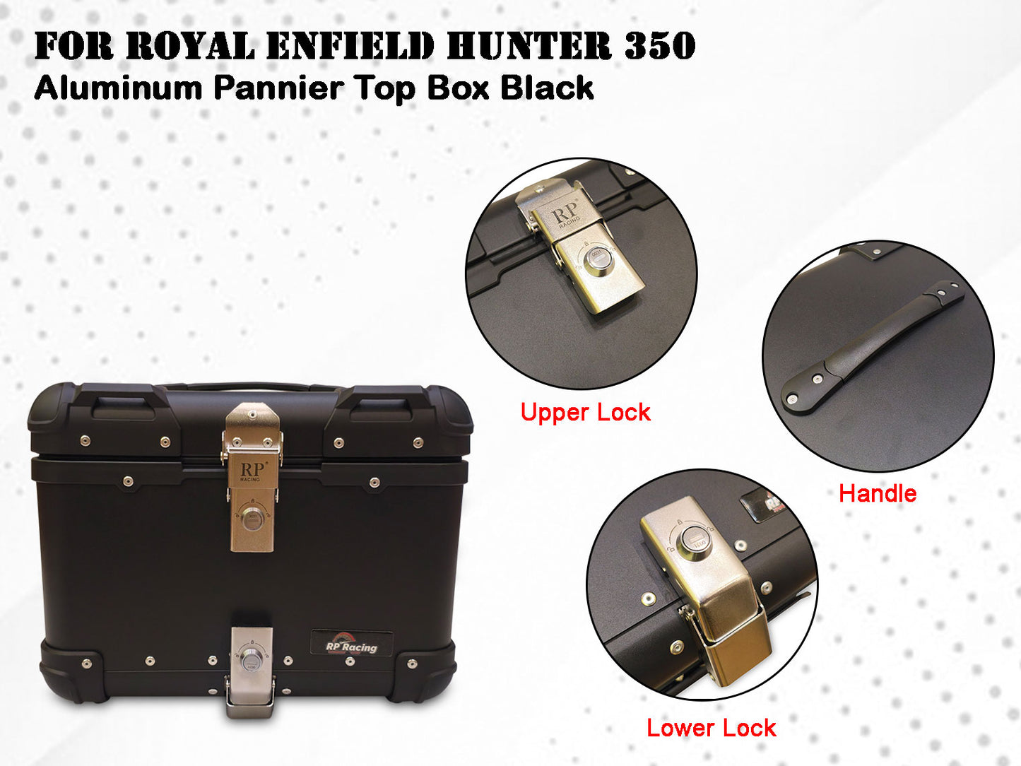 For Royal Enfield Hunter 350 Aluminum Pannier Top Box Black D2