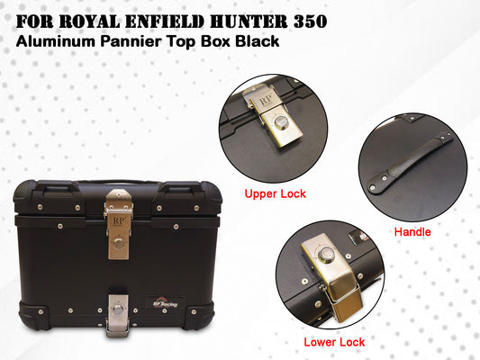 For Royal Enfield Hunter 350 Aluminum Pannier Top Box Black D2