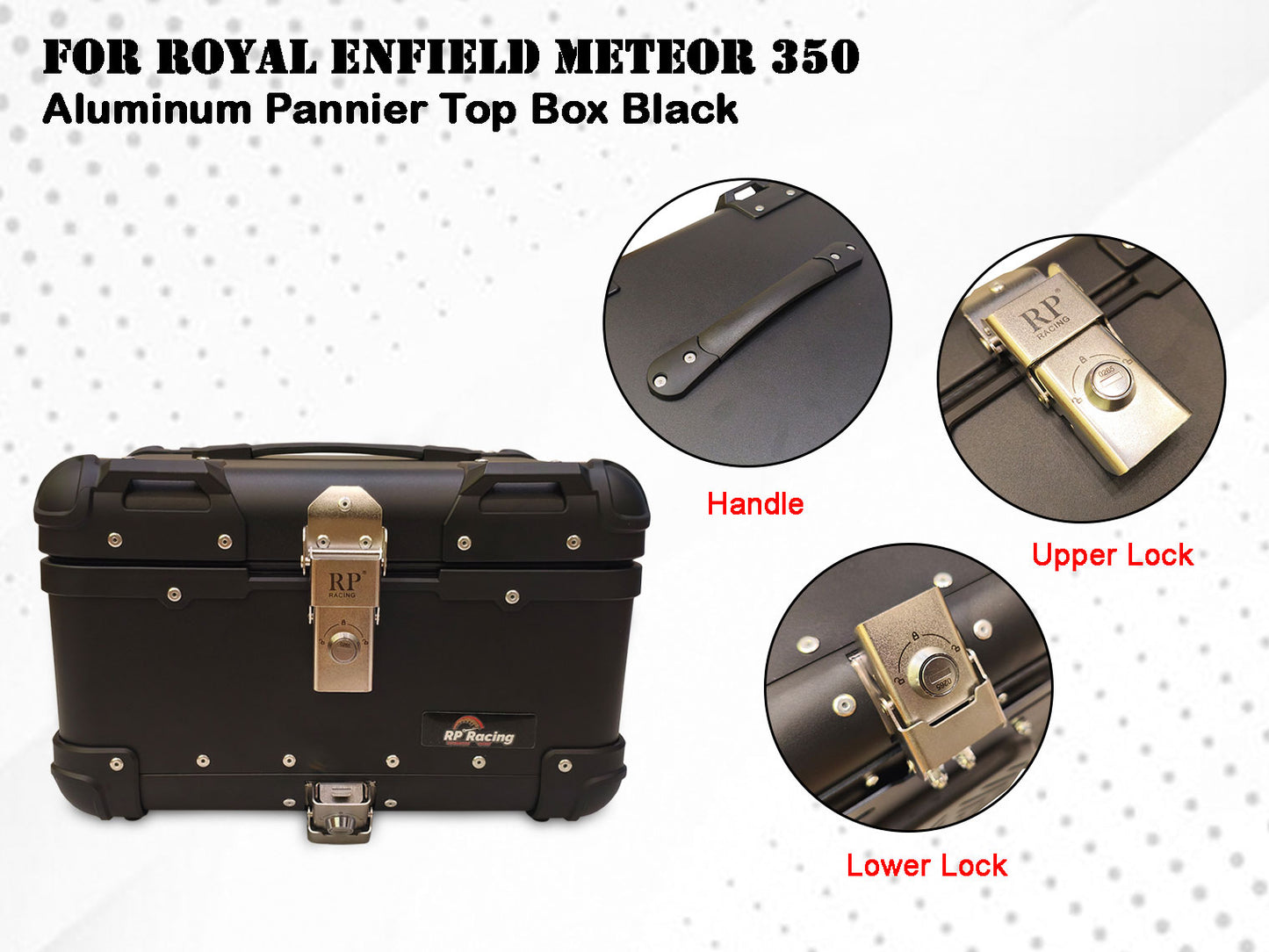 For Royal Enfield Meteor 350 Aluminum Pannier Top Box Black D3