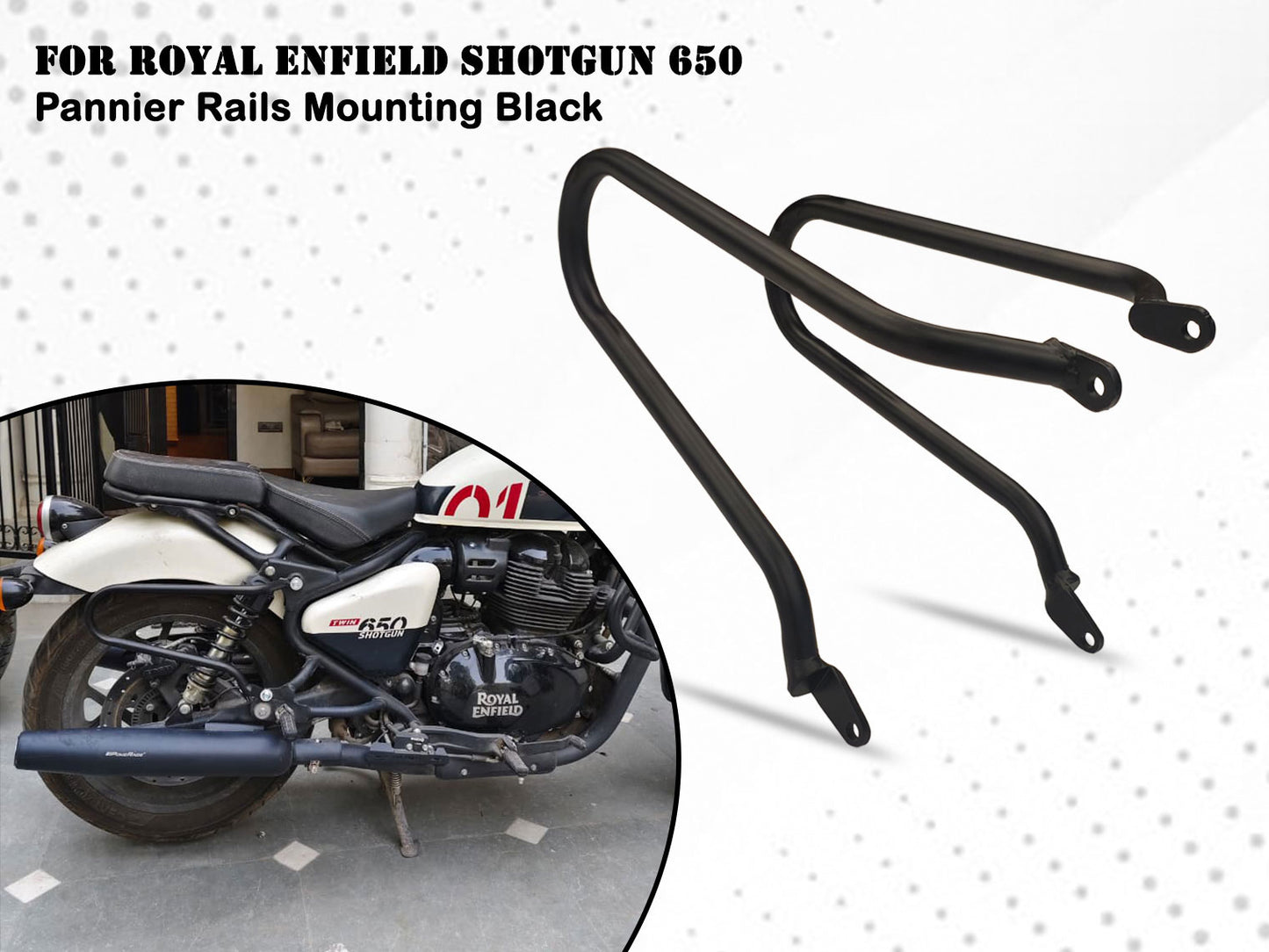 For Royal Enfield Shotgun 650 Pannier Mounting Rails Black