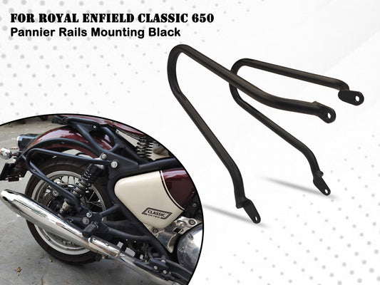 For Royal Enfield Classic 650 Pannier Mounting Rails Black