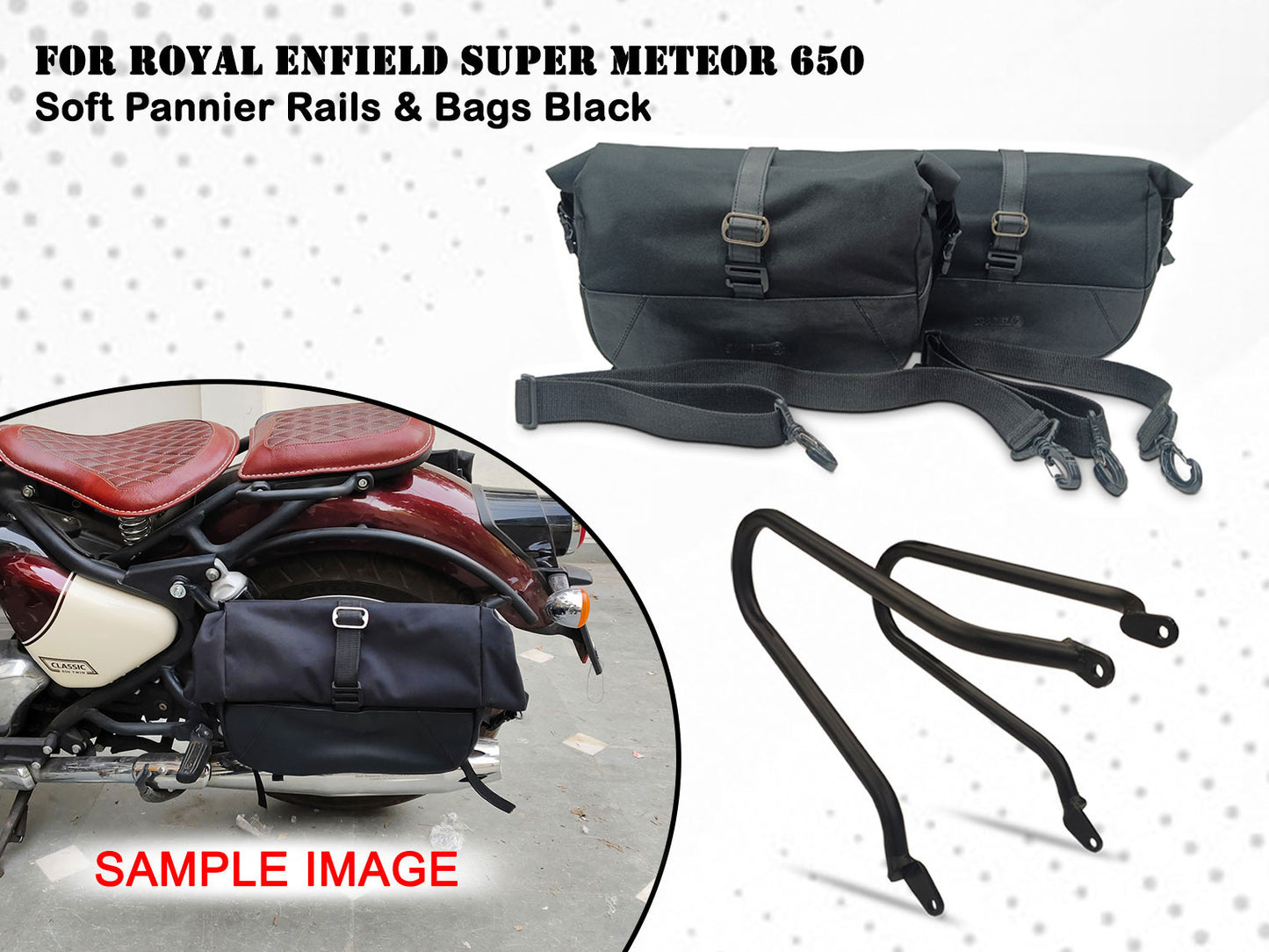 For Royal Enfield Super Meteor 650 Pannier Rails & Soft Pannier Bags D1