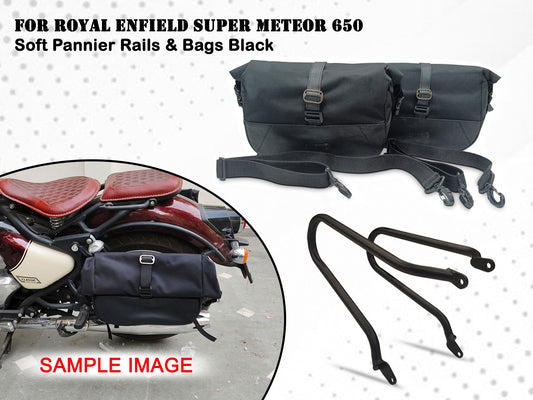 For Royal Enfield Super Meteor 650 Pannier Rails & Soft Pannier Bags D1