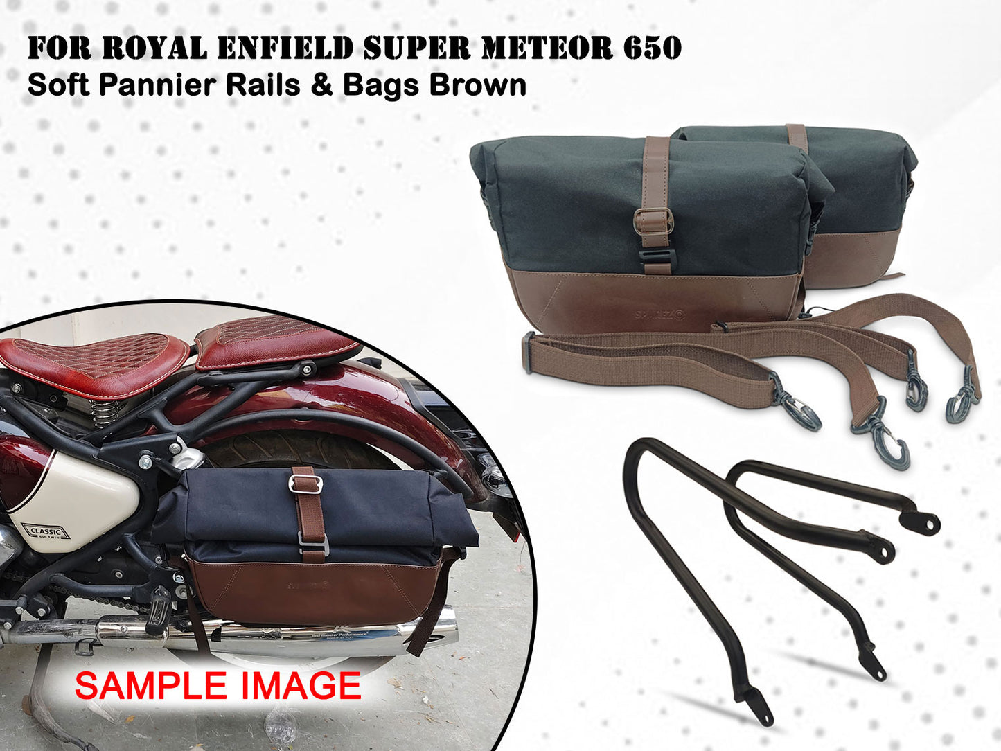 For Royal Enfield Super Meteor 650 Pannier Rails & Soft Pannier Bags D2
