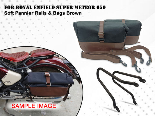 For Royal Enfield Super Meteor 650 Pannier Rails & Soft Pannier Bags D2