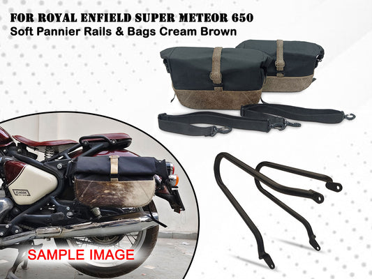 For Royal Enfield Super Meteor 650 Pannier Rails & Soft Pannier Bags D3