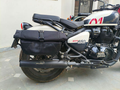 For Royal Enfield Shotgun 650 Pannier Rails & Soft Pannier Bags Black D1