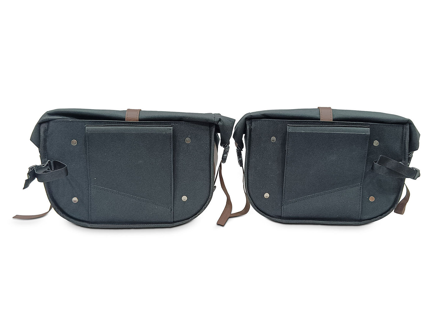 For Royal Enfield Shotgun 650 Pannier Rails & Soft Pannier Bags Black & Brown D2