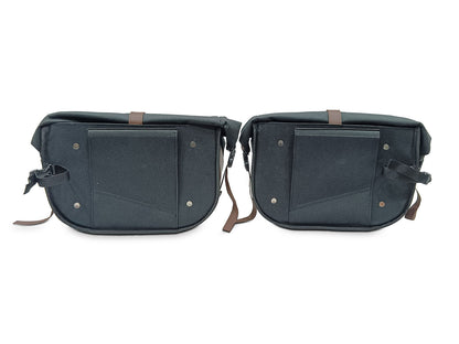 For Royal Enfield Shotgun 650 Pannier Rails & Soft Pannier Bags Black & Brown D2