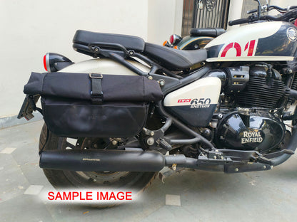 For Royal Enfield Shotgun 650 Pannier Rails & Soft Pannier Bags Cream Brown D3