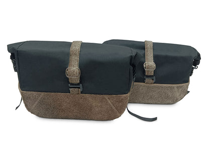 For Royal Enfield Shotgun 650 Pannier Rails & Soft Pannier Bags Cream Brown D3