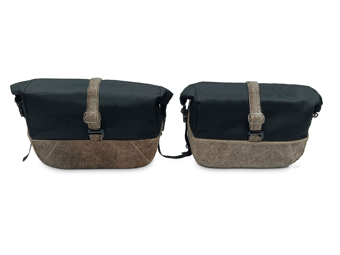 For Royal Enfield Shotgun 650 Pannier Rails & Soft Pannier Bags Cream Brown D3