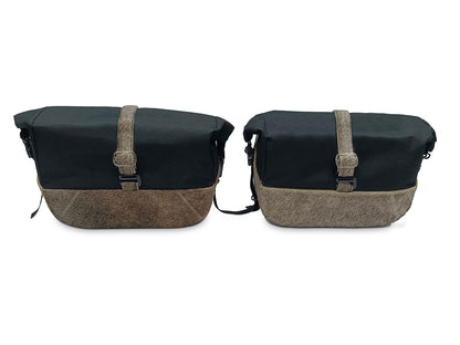 For Royal Enfield Shotgun 650 Pannier Rails & Soft Pannier Bags Cream Brown D3