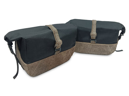 For Royal Enfield Shotgun 650 Pannier Rails & Soft Pannier Bags Cream Brown D3